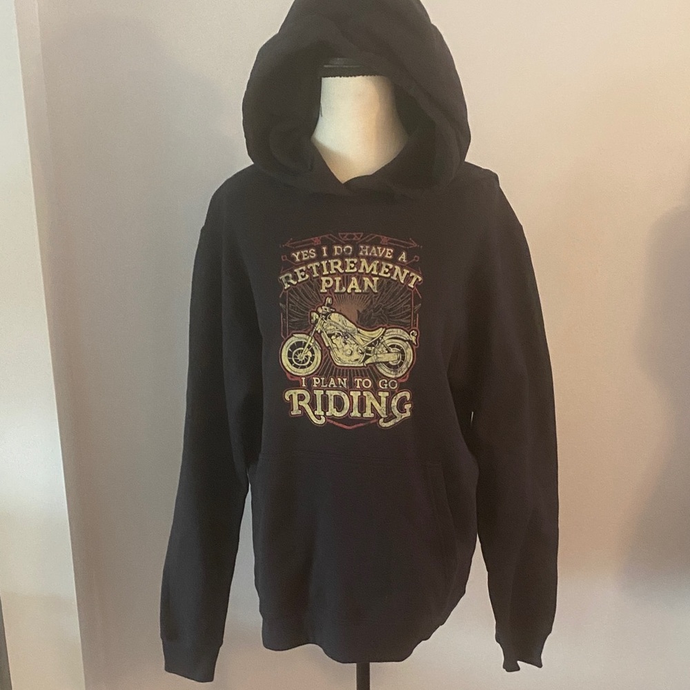 Motorcycle retirement statement hoodie medium